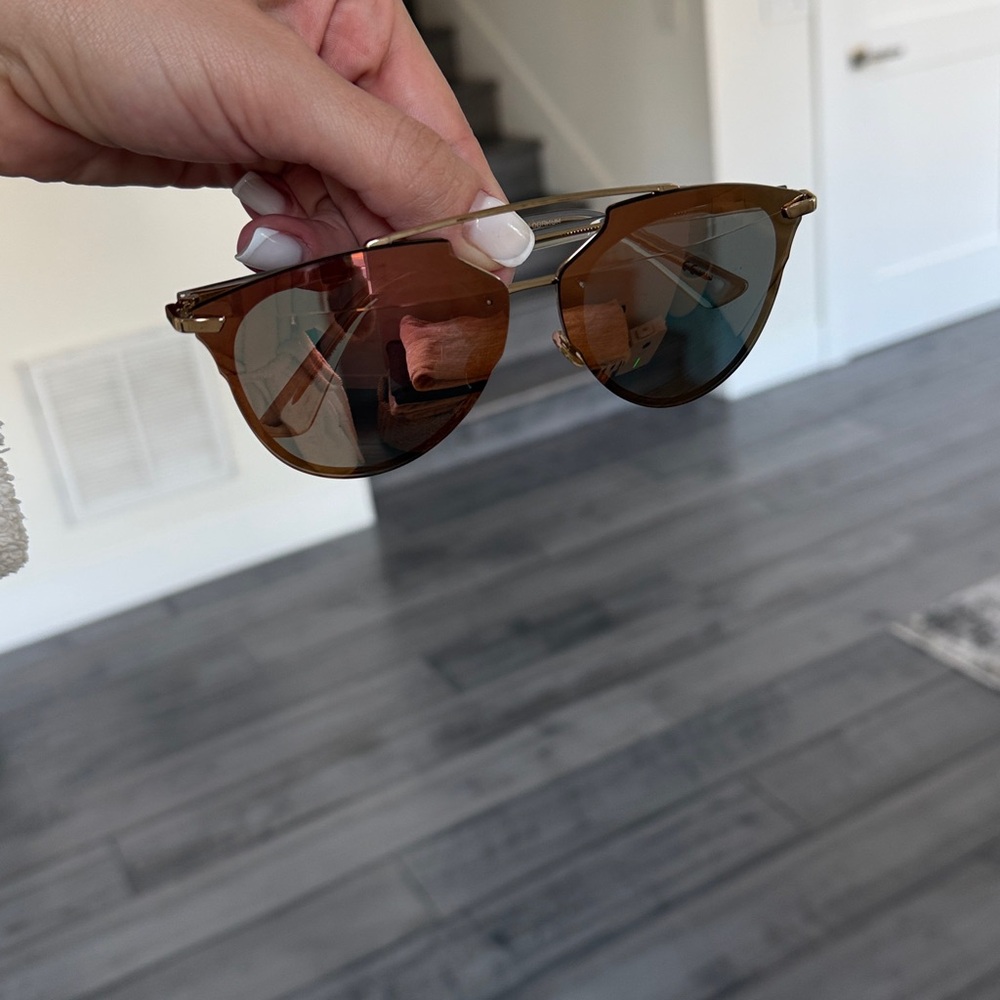 Christian Dior Gold Sunglasses with Rose-Tinted Lenses